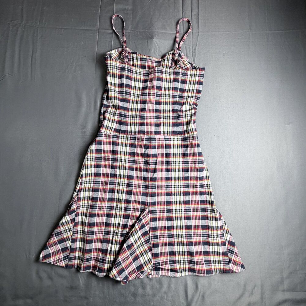 Y2K Tommy Hilfiger Womens Sm Plaid Dress Cottage Midi Thin Straps Gingham Apron